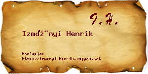 Izményi Henrik névjegykártya